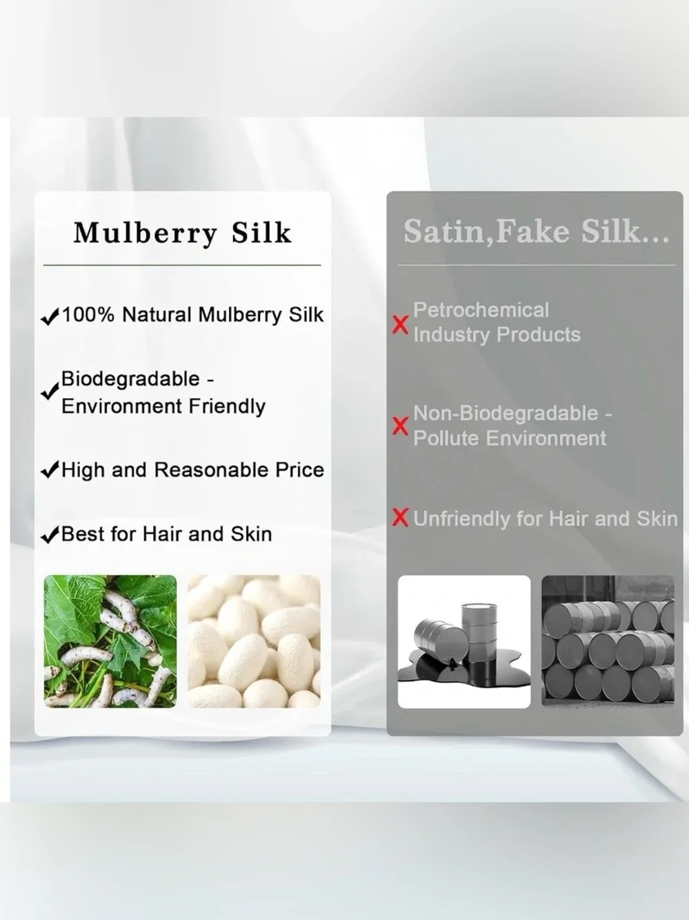 100% Mulberry Silk Luxury Pillowcase 20x36 King Size Brown Pillow Cover. New.